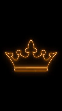 Crown icon neon 4K video animation	