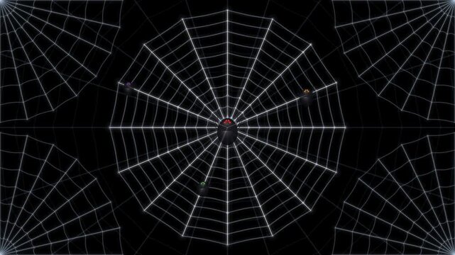Halloween full spiderweb scene corners spiders dew animation with alpha channel
