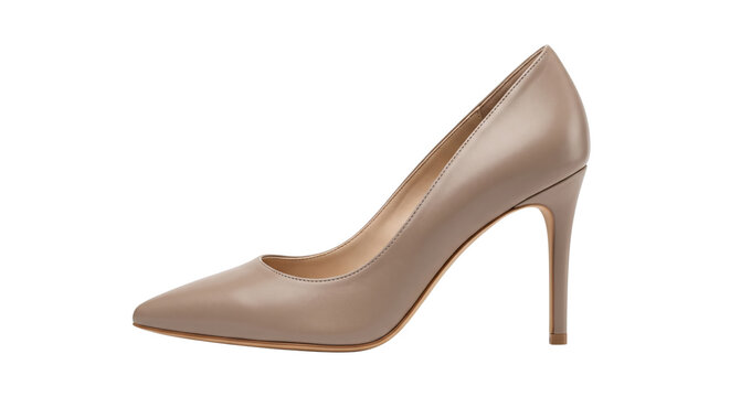 Elegant beige high heel pump shoe profile