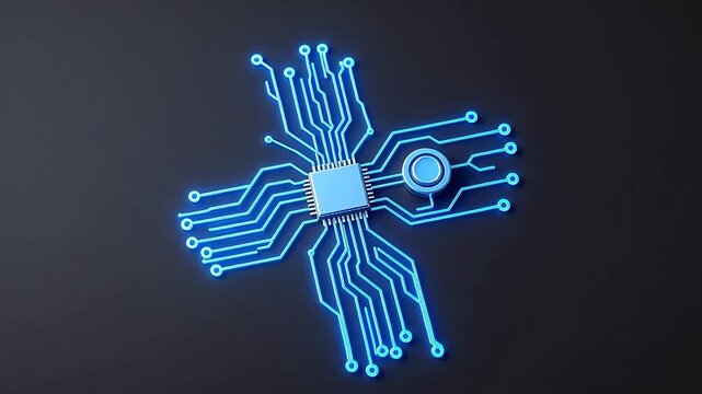 Blue glowing circuit board design