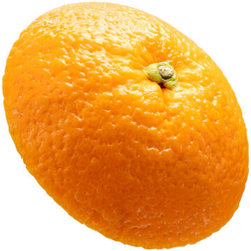Sliced orange floating in the air isolated on a white background, with png file, for beverage marketing, citrus-flavored product branding, and premium food packaging design.