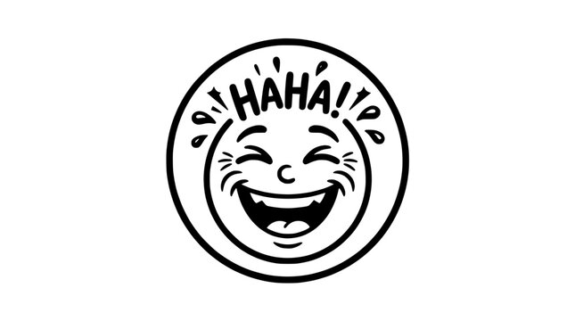 Laughing Face Icon with HAHA Text - Joyful Emotion, Funny Expression, Happiness Symbol
