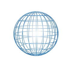 Obraz premium Wireframe blue globe representation with intersecting lines and bright light in the center isolated on transparent background