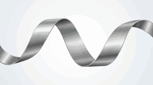 Metallic silver ribbon swirling in a spiral shape