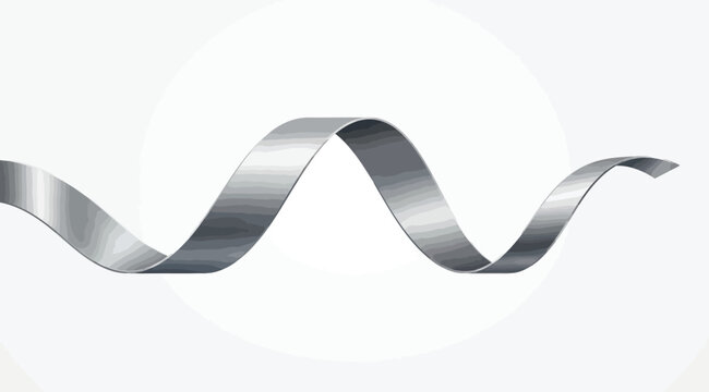 Elegant metallic silver ribbon twisting in a spiral