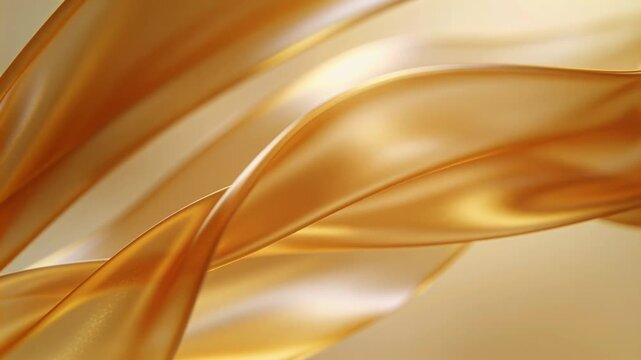 Elegant gold silk cloth flowing and rippling smoothly, creating an abstract and luxurious backdrop
