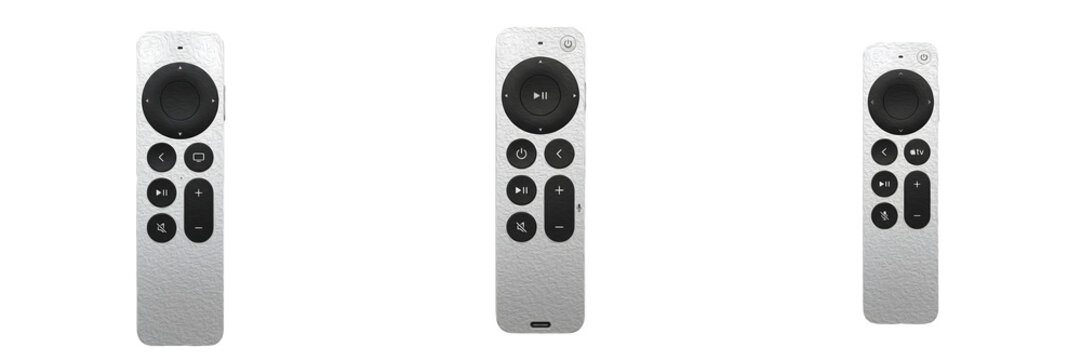 isolated set of the Apple Siri Remote on withe background PNG photo high resolution'''