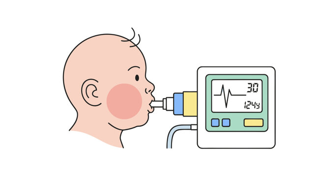 Baby undergoing spirometry lung function test
