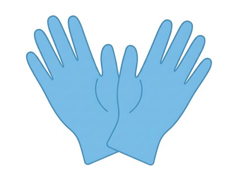 Pair of light blue nitrile medical gloves for clinical protection