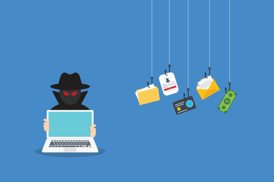 Phishing Scam Cyber Attack With Hacker Stealing Password Financial Data And Personal Information