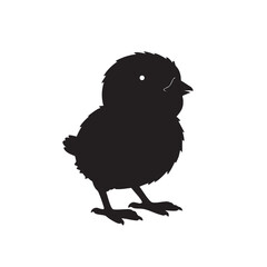 Black silhouette of a baby chick standing isolated on white background, Vector, illustration © Emam's Creation