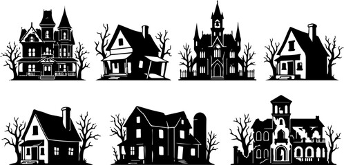 Black magic potion bottles and cauldrons vector illustrations © Moshood