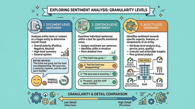 Infographic explaining sentiment analysis levels in data science