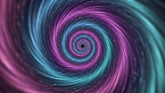 A vibrant, swirling vortex of colorful threads creates a mesmerizing, abstract pattern.