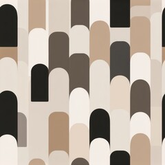 Obraz premium Simplified arches create a seamless pattern in soft earth tones for elegant backgrounds