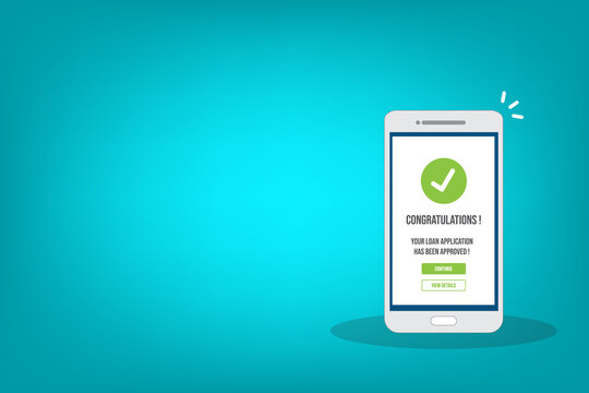Mobile Banking Loan Approval Notification on Smartphone Screen	