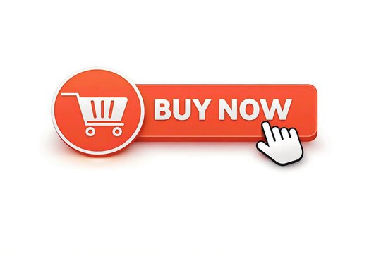 Red buy now button with shopping cart icon