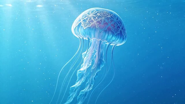 Jellyfish in blue water