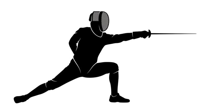 Fencer performing a lunge during a match