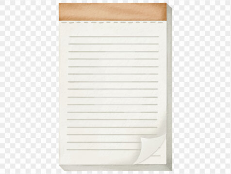 Watercolor lined notepad paper sheet illustration Vector.