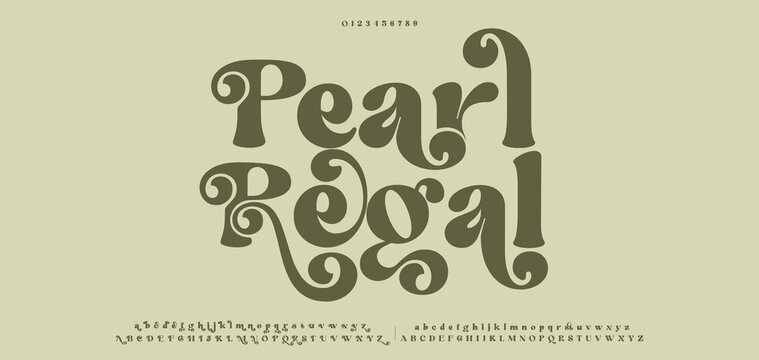 Pear Regal Abstract Fashion font alphabet. Minimal modern urban fonts for logo, brand etc. Typography typeface uppercase lowercase and number. vector illustration