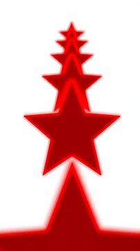 Five red rating stars on white background.