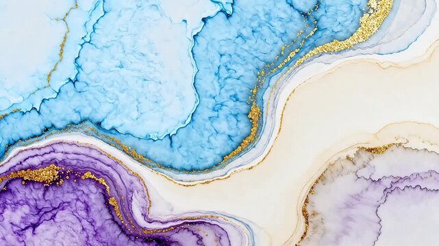 Abstract fluid art with gold accents