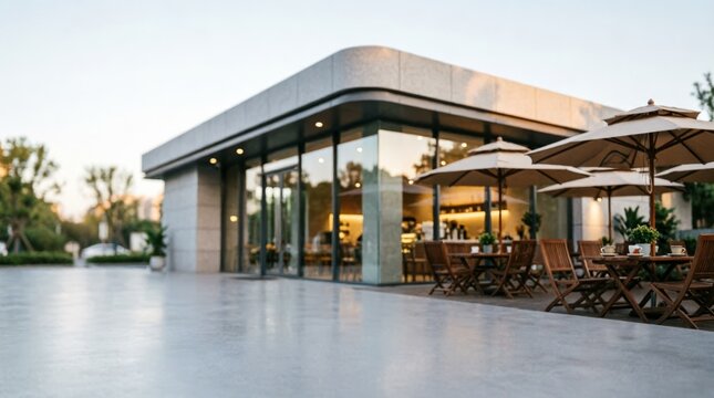 Modern Caf&eacute; with Outdoor Seating and Glass Facade for Lifestyle Design