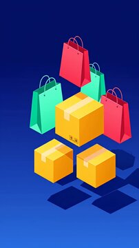 Isometric shopping delivery packages.