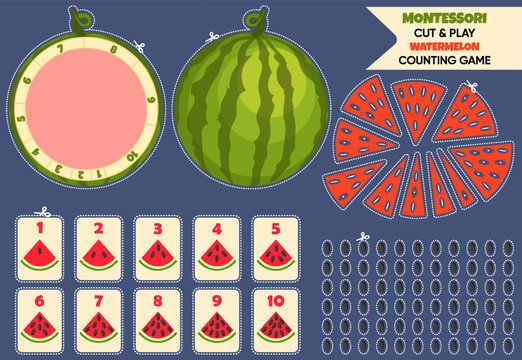 Montessori Watermelon Counting Game Educational Printable