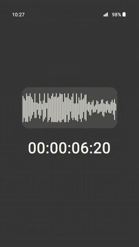 Vertical video animation of a voice message on a smartphone screen - the voice message is currently being recorded.