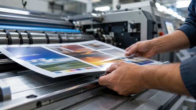Press Operator Checking Ink Consistency At Machine