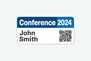 Obraz premium Conference 2024 Name Tag with QR Code Product Shot
