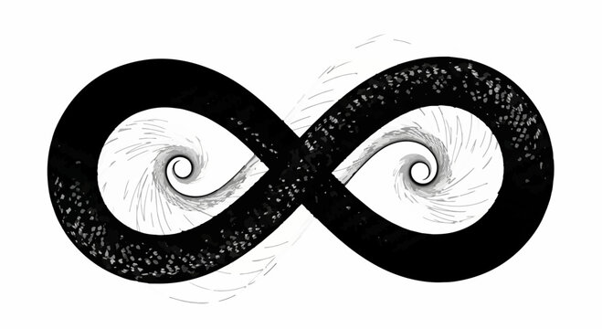 Abstract infinity symbol with swirling patterns representing endless cycles or concepts.