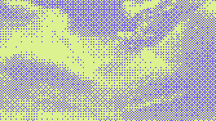 Naklejka premium Violet pixelated bitmap gradient texture. Retro pixel art, green dither pattern, 8 bit background. Vector illustration