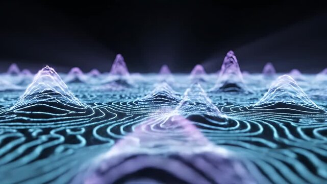 Abstract 3D representation of topographic data and peaks.
