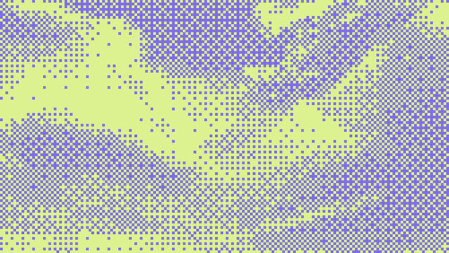 Violet pixelated bitmap gradient texture. Retro pixel art, green dither pattern, 8 bit background. Vector illustration