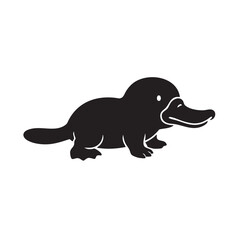Fototapeta premium Black platypus icon isolated on white background, Vector, illustration