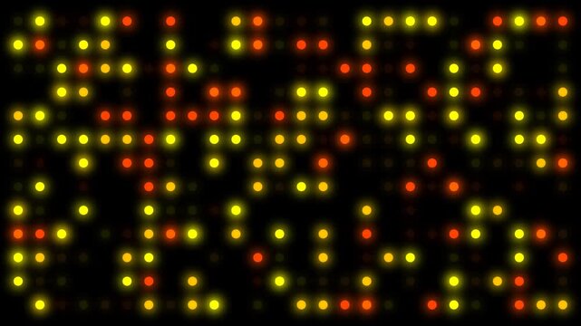 Random flickering light dots on a black background in abstract motion