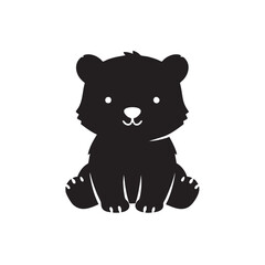 Black bear cub sitting isolated on white background, Vector, illustration © Emam Bodda