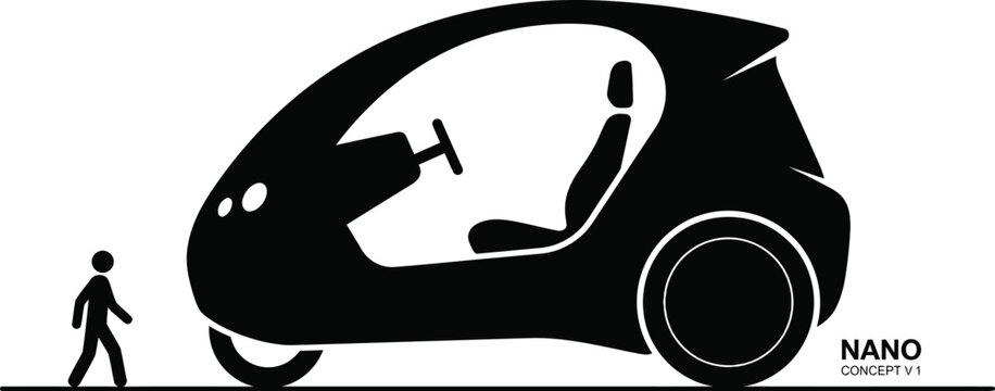 Futuristic Nano Concept Microcar Pod Vehicle Side View Silhouette Vector Illustration