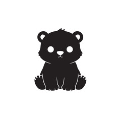 Black bear cub sitting isolated on white background, Vector, illustration © Emam Bodda