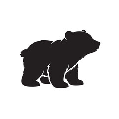 Black bear cub silhouette standing isolated on white background, Vector, illustration © Emam Bodda