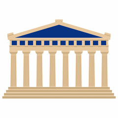 Fototapeta premium Ancient Greek Temple with Classic Columns and Pediment Architecture.