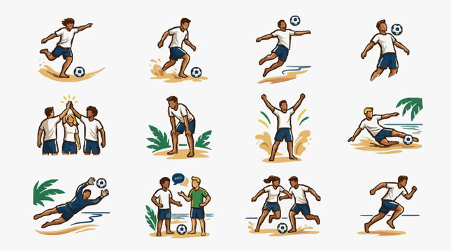 Vector illustration set of diverse animal activities and poses.