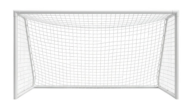 Simple line drawing of a soccer goal net with a flat rectangular frame for sports training or match game design asset isolated on transparent background