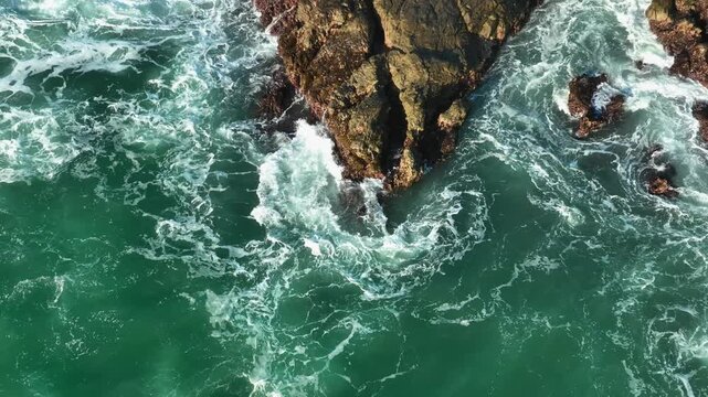 Turquoise Ocean Water and Coastal Foam Pattern