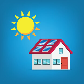 Residential Solar Panel Home Renewable Energy Vector Illustration	