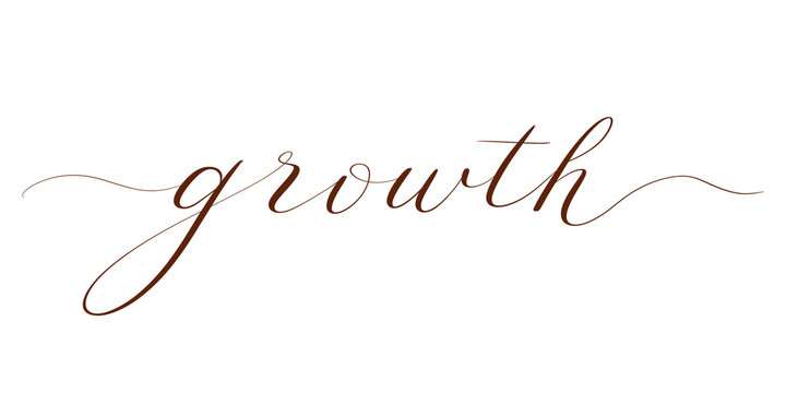 &ldquo;Growth&rdquo; in modern calligraphy. Handwritten. Transparent background.