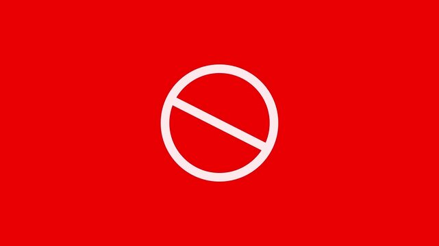 Prohibited sign animation: pulsing red warning symbol for safety and restriction alerts restricted